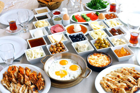 turkish breakfast onboard gulet