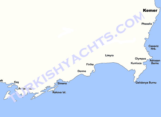 Map of Antalya Kekova Route